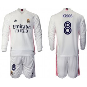 Camisolas de futebol Real Madrid Toni Kroos 8 Criança Equipamento Principal 2020/21 Manga Comprida